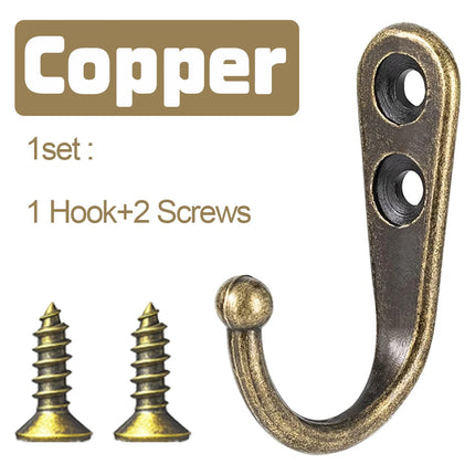 1-50 Set Alloy Hooks with Screws Wall Mounted Hanging Hangers for Hanging Coats Scarves Bags Towels Keys Caps Cups Hats and More