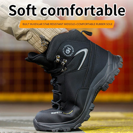 Construction Safety Shoes Men Waterproof Work Boots Anti-smash Steel Toe Shoes Puncture-Proof Indestructible Shoes Safety Shoes