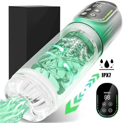 Male Automatic Thrusting Rotation Masturbator Cup Licking Sucking Penis Pump Pocket Pussy Blowjob LED Display Sex Toys for Men