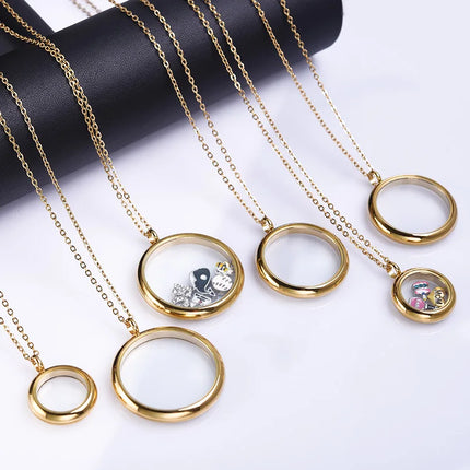 High Fashion Twist Locket Pendant Necklaces For Women Men Jewelry Memory Photo Floating Charm DIY Stainless Steel Lockets Gift