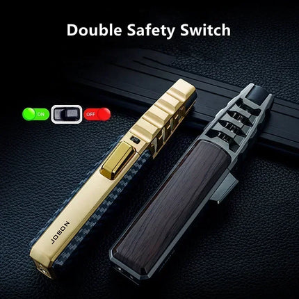 JOBON Metal Outdoor Windproof Turbine Torch Strong Fire Power Blue Flame Straight Butane Gas Lighter Gas Kitchen BBQ Welding