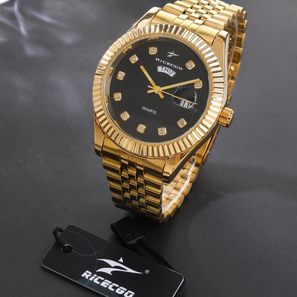 Classic Men's Steel Strap Luxury Wristwatch Business Calendar Stainless Steel Round Male Quartz Watches Clock Wristwatches ﻿