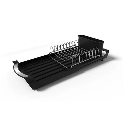 Extendable Dish Drying Rack Space Saving Hollow Design Utensil Storage Holder Dinnerware Organizer Large Capacity Draining Tray