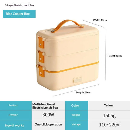 Hot Selling Stainless Steel Portable Electric Heating Lunch Box With Auto Warming Function for Office Travel and Camping Use