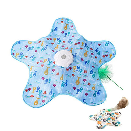 Cat Toys Interactive Hide and Seek Cat Toy with Mouse Squeaky Motion Activated Moving Concealed Feathers Kitten Teaser Toy