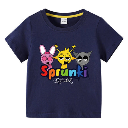 Cartoon Sprunki T-Shirt Kids Incredibox Cotton T-Shirts Toddler Girls Short Sleeve Tops Boys Summer Clothes Children's Clothing