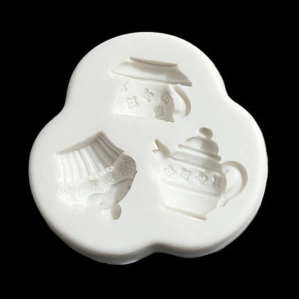 Afternoon Tea Teapot Shape Silicone Sugarcraft Mould, Fondant Cake Decorating Tools Bakeware