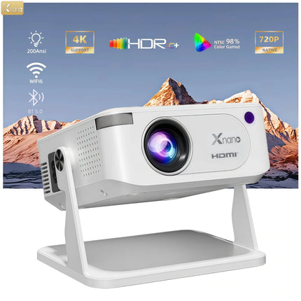 XNANO HA109 Portable LED Projector with Android 11 720P 4K Video Support WiFi 6 BT5.0 Gimbal Mount 200 ANSI for Home Cinema