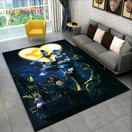 3D Cartoon Kingdom Hearts Game Carpet Rug for Home Living Room Bedroom Sofa Doormat Decor,kids Play Area Rug Non-slip Floor Mat