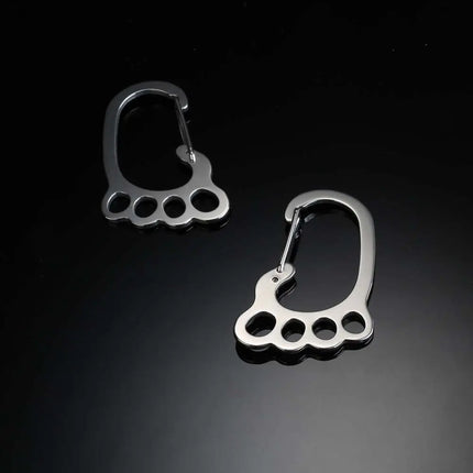 Creative Big Feet Key Chain Silver Color Metal Car Key Ring Holder for Men Women Waist Hanged Keyholder with 4 Keyrings Y55