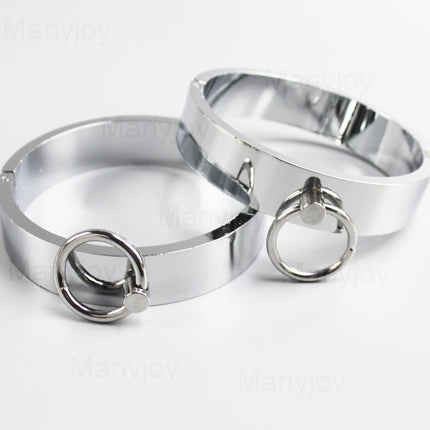 Metal Handcuffs Ankle Cuffs Neck Collar Locking Pin Circle Slave Restraint Cosplay Shackle Bondage BDSM Sex Toys for Men Women
