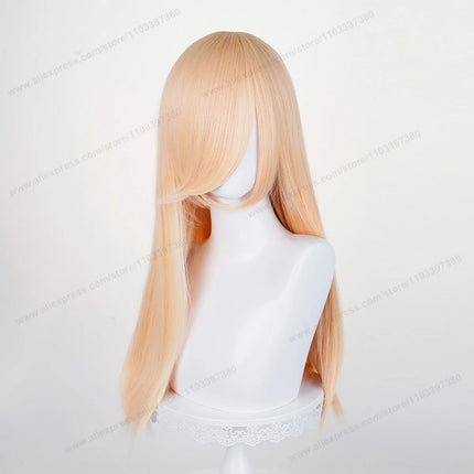 60cm Long Straight Cosplay Synthetic Wig With Bangs Golden Yellow Green Blonde Purple Heat Resistant Hair Anime Wigs + Wig Cap