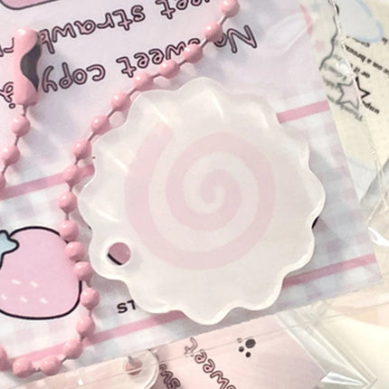 Handmade Acrylic Pink Squid Roll Charm Keychains Lovely Ornament Keyring Backpack Handbag Charm Pendant Keys Holder