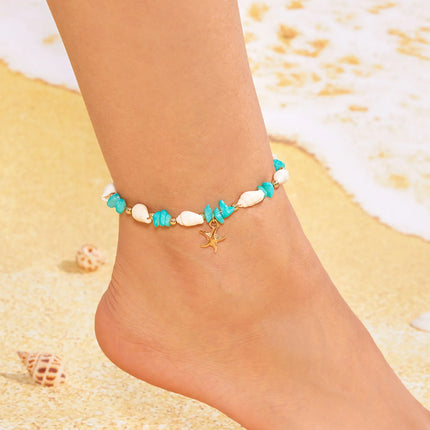 Boho Irregular Gravel Beaded Stone Anklets For Women Summer Ocean Beach Handmade Ankle Bracelet Foot Leg Chain Gift Accessories