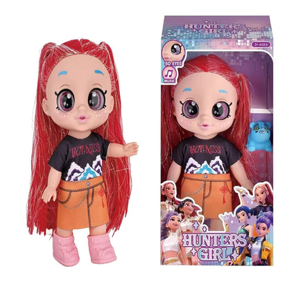 Hot Demon Hunters Fashion Doll with Purple Braids Interactive Music Doll with 5D Eyes Pet Toy Perfect Play Set Gifts for Childs