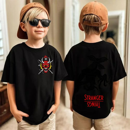 Trendsetting Stranger Things Prints for Summer Cheap Yet Chic O-neck Tees for Boys and Girls Soft Fashionable for Kids