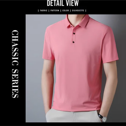 Summer New Men's Short Sleeve Ice Silk POLO Shirt Fashion Simple Men's Business Casual Pullover Large Size 5XL