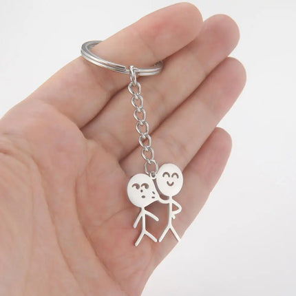 Funny Matchstick Men Keychain Middle Finger Heart to Heart Car Bag Pendant Key Ring Jewelry Couple Friend Gifts Wholesale бре
