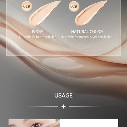 Light and Moist Hydrating Foundation, Natural-Looking, Moisturizing, Shiny, Thin and Lightweight, Double-Headed Makeup Foundation That Rotates for Easy Use, with Its Own Brush, Waterproof, Easy to Apply Makeup, and Easy for B