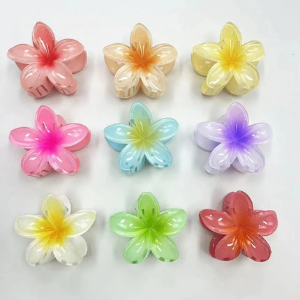 Hawaiian Gradient Hair Clips Flower Hair Claws Big Size Fashion Head Wear Hairpin for Women Girls Crab Barrette Hair Accessories