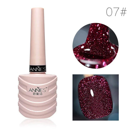 Glitter Reflective Gel Nail Polish 12 Color Red Pink UV Gel Varnish Sparkling Sequins Soak Off Nail Gel Nail Polish for Manicure