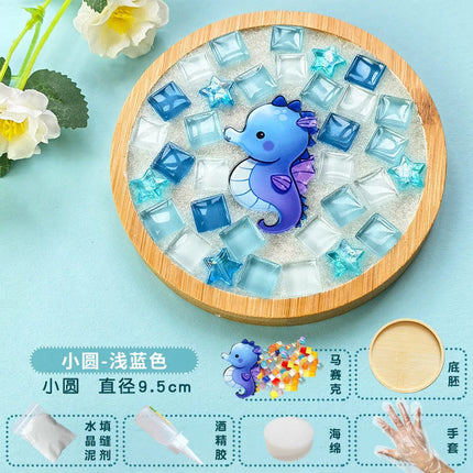 DIY Handmade Coaster Creative Mosaic Crystal Bamboo Material Kits Cup Mat Parent-child Hand Craft Toy Kids Gift