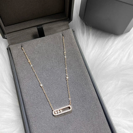 Luxury sliding lucky bead necklace with 925 stainless steel three-diamond pendant, women's jewelry.