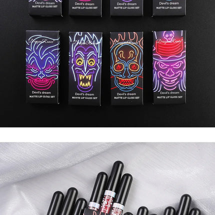 3pcs Glitter Lipstick Set Waterproof Sexy Blue Purple Black Lip Gloss Shiny Lip Tint Halloween Lip Makeup Tool Korean Cosmetics
