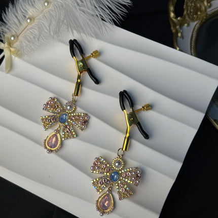 Rhinestones Star Tassels Nipple Chain No Piercing Bra Nipple Clamp Noose Rings Layered Crystal Body Jewelry for Women Sex Toys