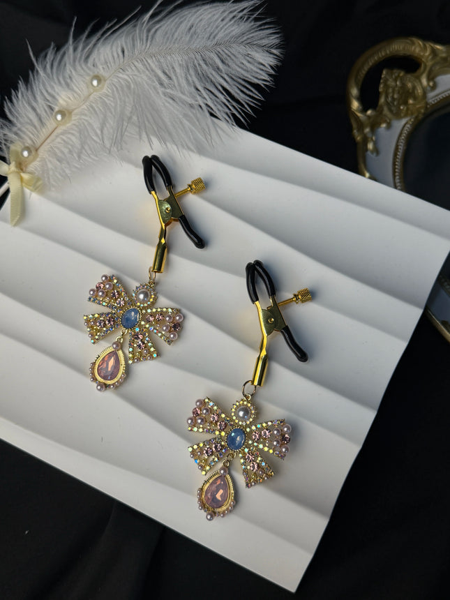 Rhinestones Star Tassels Nipple Chain No Piercing Bra Nipple Clamp Noose Rings Layered Crystal Body Jewelry for Women Sex Toys
