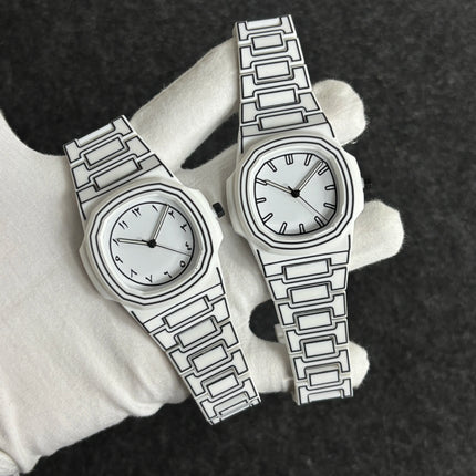 Top-quality luxurious men's sketch quartz watch with Arabic numeral display in 3D comic style