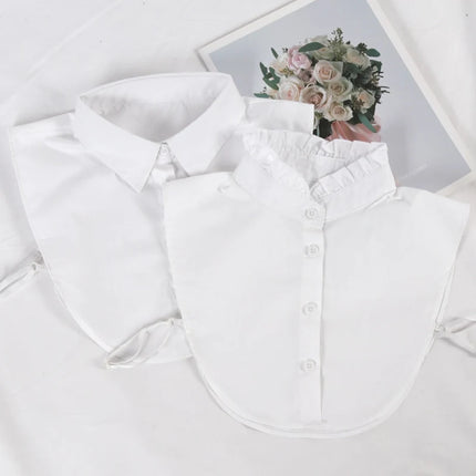 Women's Spring Fall Cotton White Vertical Small Lapel Versatile Shirt Jumper Fashion Fake Collars Clothing Accessories