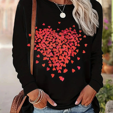 Pink Love Letter Lip Print T-shirt Long Sleeve Crew Women's Autumn Winter Long-sleeved Black T-shirt Loose Comfortable
