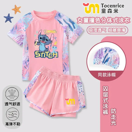 Lilo & Stitch Cartoon Stitch Children's Swimsuit Girls Middle and Secondary Children Split 2025 New Hot Spring Swimming Set