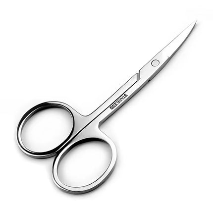 Stainless Steel Small Scissors, Curved & Rounded Blunt Tip for Eyebrows, Eyelashes, Beard Trimming, Moustache