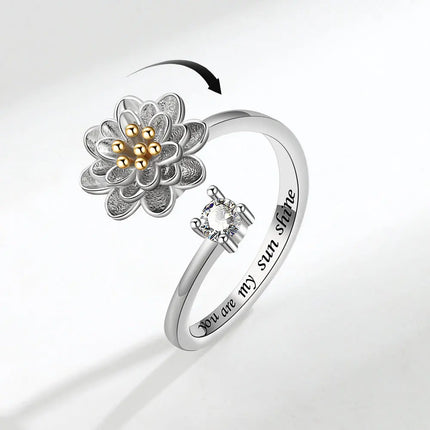 VENTFILLE 925 Sterling Silver Moon And Stars Zircon Rotatable Ring For Women Gift Diamond Relieve Stress Ring Jewelry Wholesale