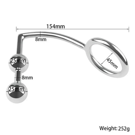 Metal Anal Hook Male Chastity Cock Ring with Anal Plug Balls Butt Plug Adultos Sex Toys for Men Strap on Prostate Massager Tool