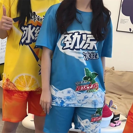 Funny Ice Tea or All Set Good Best Friend Casual Sports Cool Trendy Set Youth Summer T-shirt or Shorts Chinese Made