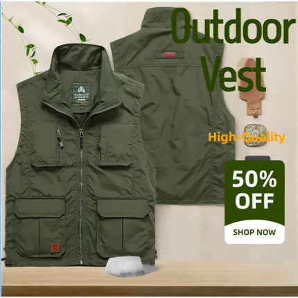 2026 Printing Logo Men's Thin Casual Vest Lightweight Breathable Outdoor Fishing Photography Multi-Pocket Comfortable Vest Top