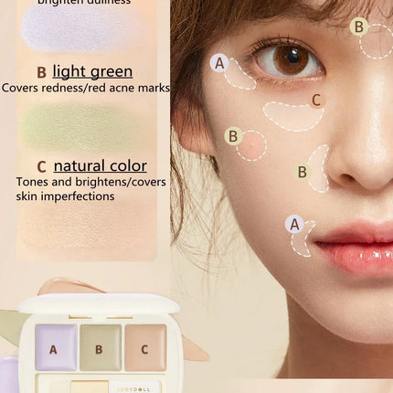 Judydoll Three-Color Concealer Palette Blemishes Spots Acne scars Covering Tear troughs Filling