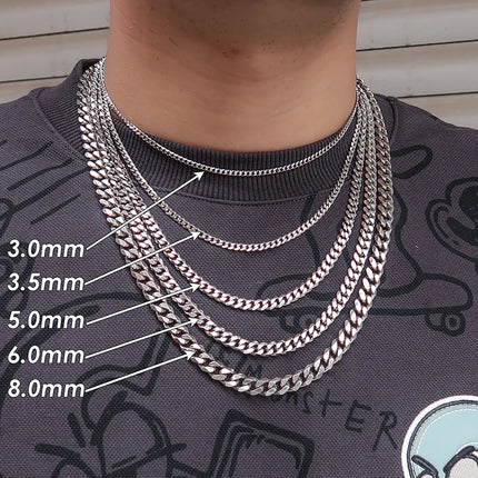 10 Pieces Stainless Steel Cuban Link Necklace for Men or Women Tarnish Free Gold Color Curb Necklace Choker Jewelry Gift