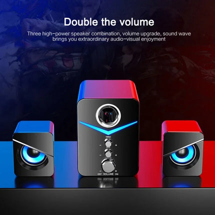 Black Upgrade Bluetooth Wired Dual Mode Surround Bass Stereo Sound Speaker for Desktop Laptop TV