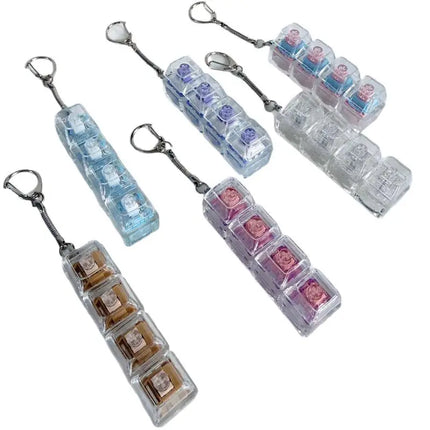 Crystal Keycap Keychain 1/2/3/4/9 Key Keyboard Fingertip Clicker Stress Relief Decompression Toy