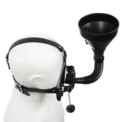 BDSM Mouth Gag with Water Funnel Adjustable Erotic Head Harness Water Funnel Open Mouth Gags Bdsm Sex Toys for Adults Couples
