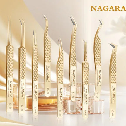 NAGARAKU Precision Fiber Tip Tweezer for Eyelash Extensions Professional Eyelash Tweezers Antistatic Straight