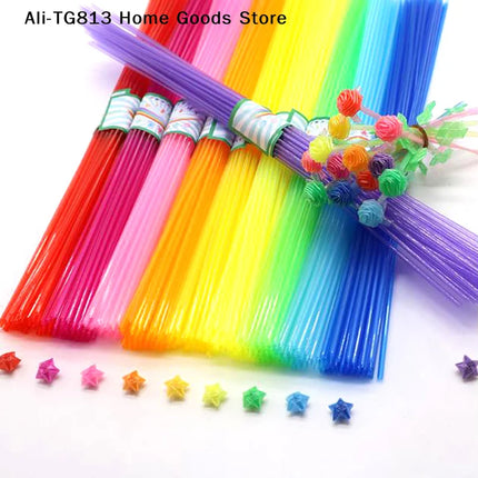 [TG813]350pcs Children DIY Folded Star Plastic Straw Lucky Transparent Tube Origami