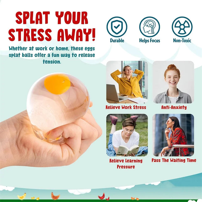 Funky Egg Squishy Ball Clear Squeeze Splat Ball Easter Basket Fillers Squishies Fun Toy Anxiety Reducer for Kids Adults