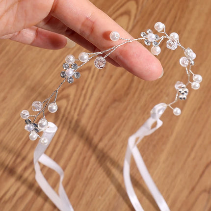 Pearl Flower Wreath Headband Girls Bridal Elegant Crowns Hair Headdress Bride Garland Head Hoop Wedding Headbands Hair Jewelry