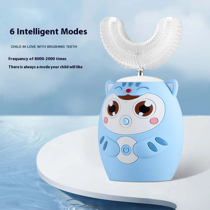 7-14 years old Smart Automatic 360° Sonic Electric Toothbrush For Kids, Rechargeable U-Shaped With IPX7