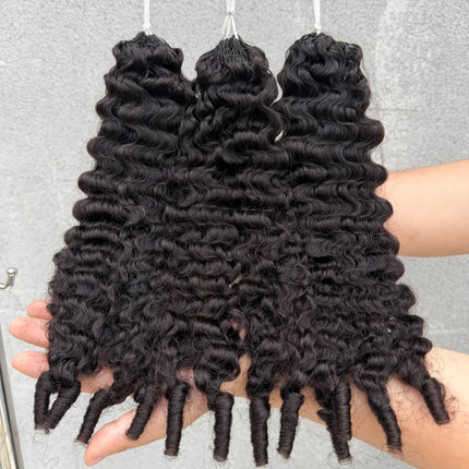 #P4/27 Highlight Burmese Curly Crochet Human Hair for Boho Braids  Crochet Weave Hair Extensions Pre Separated Miracle Knots